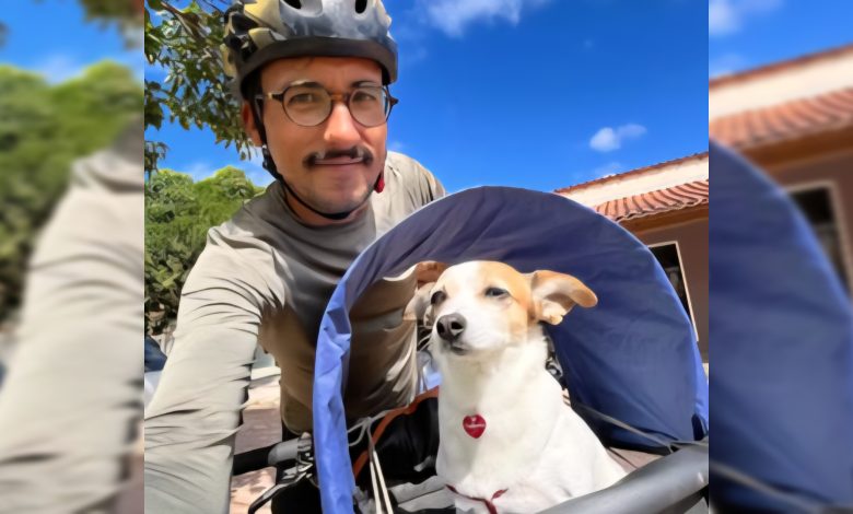 Força e coragem: após vencer câncer terminal, ciclista que partiu de Blumenau percorre o Brasil com sua cachorra