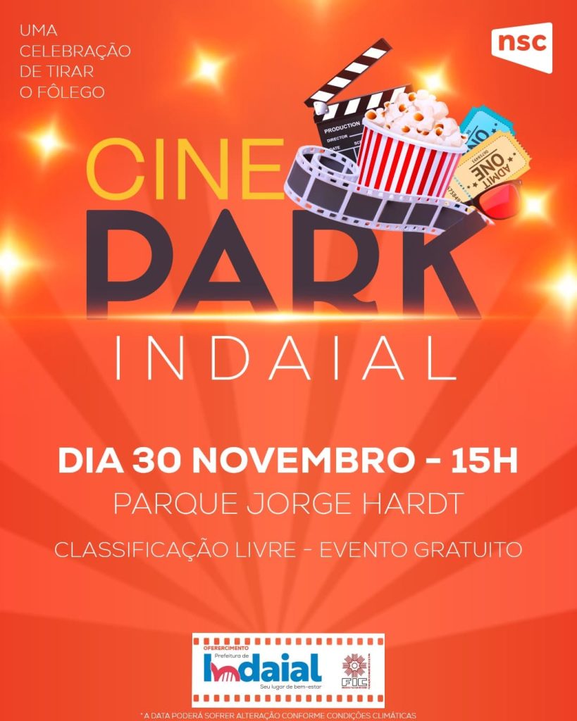 Indaial recebe Cine Park com cinema ao ar livre e atrações gratuitas neste domingo