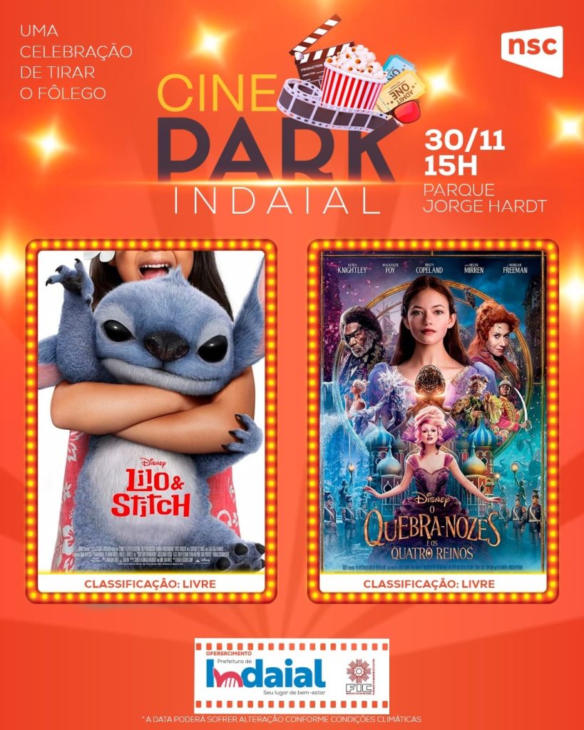 Indaial recebe Cine Park com cinema ao ar livre e atrações gratuitas neste domingo