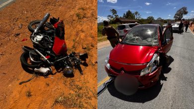 Casal sofre fraturas expostas após colisão entre moto e carro em Timbó