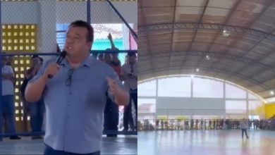 Em reunião no ginásio, prefeito comunica demissão de quase todos os contratados da Prefeitura