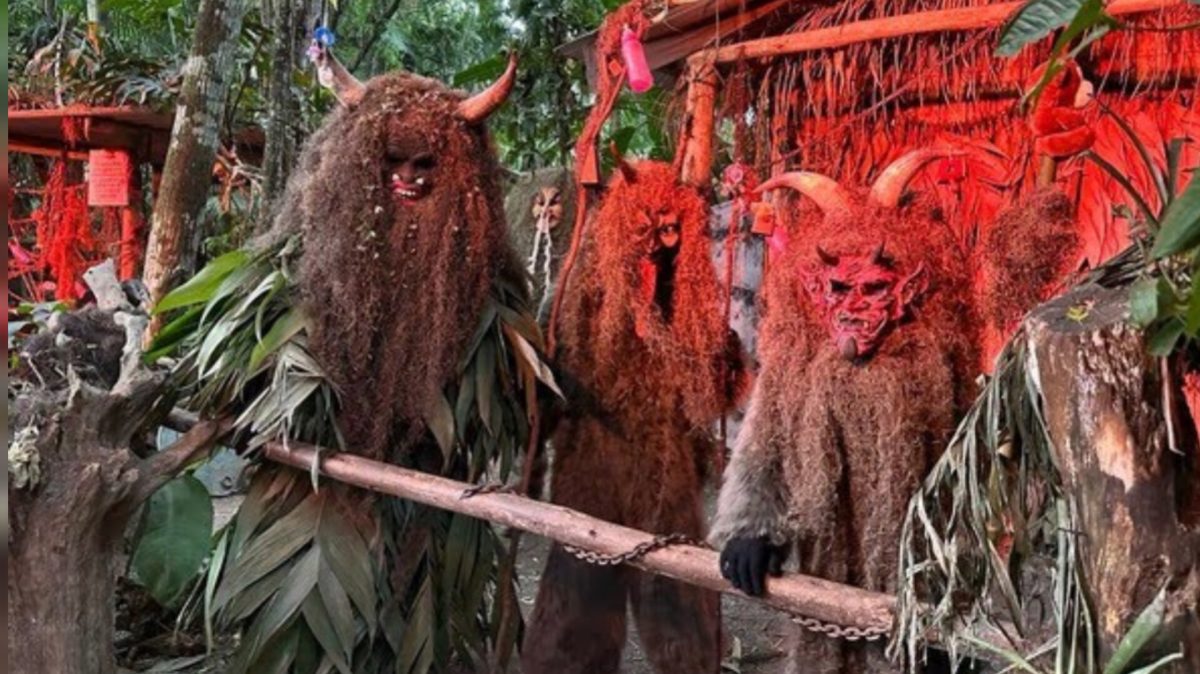 Chifres e máscara: cidade de SC troca o Papai Noel tradicional por figura misteriosa do folclore germânico no Natal