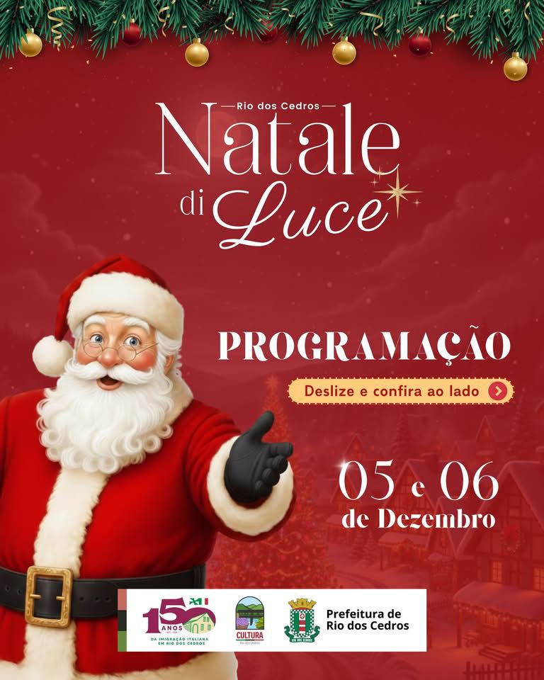 Rio dos Cedros confirma programação completa do Natale di Luce 2025
