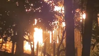 Incêndio destrói galinheiro no bairro Velha, em Blumenau, e mobiliza equipes especializadas dos Bombeiros