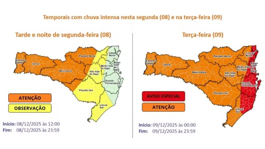 Cidades de SC suspendem aulas após alerta de ciclone extratropical