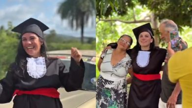 Formada em Direito, jovem cruza 35 horas de viagem de beca para cumprir promessa feita aos pais