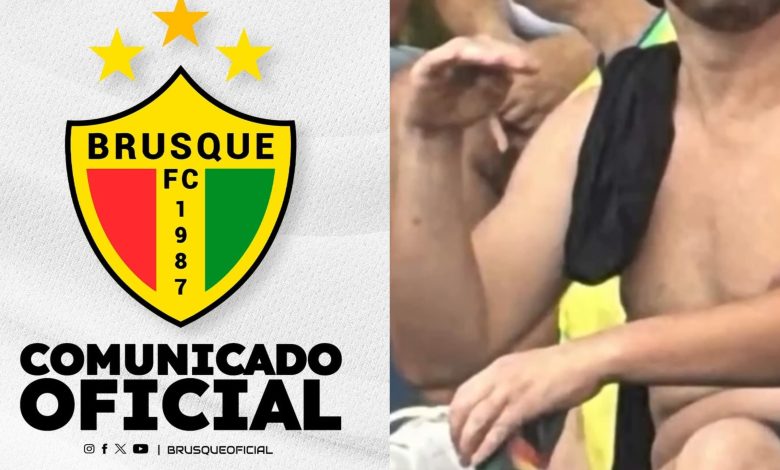 Brusque publica nota oficial após gesto polêmico de torcedor durante partida contra a Chapecoense