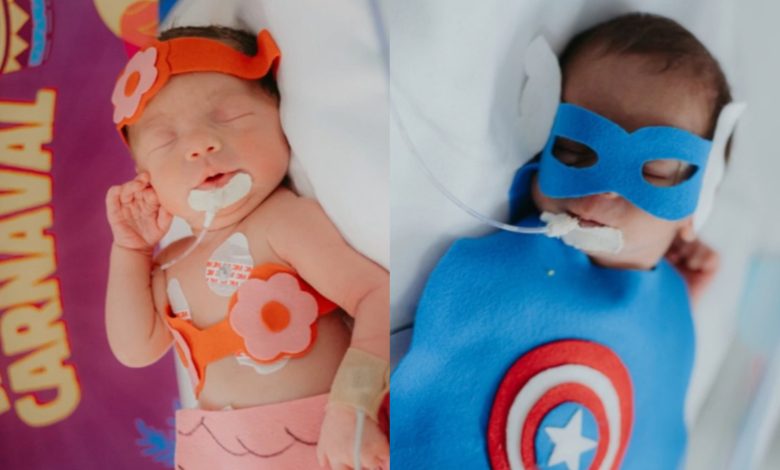 Carnaval de fofura: bebês se transformam em personagens na UTI Neonatal, em Blumenau