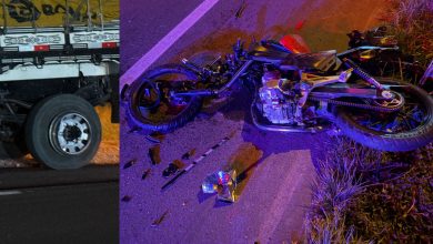 Grave colisão entre moto e caminhão deixa motociclista em estado crítico na BR-470, em Apiúna