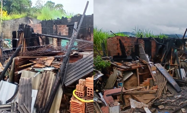 Fogo destrói rancho com materiais em Ascurra; cerca de 5 mil litros de água são usados no combate