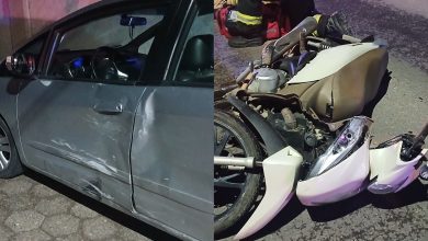 Motociclista fica gravemente ferida após colisão com carro na SC-110, em Rodeio