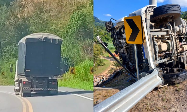 Tragédia anunciada? Motorista registra caminhão em alta velocidade momentos antes de tombamento em Rodeio