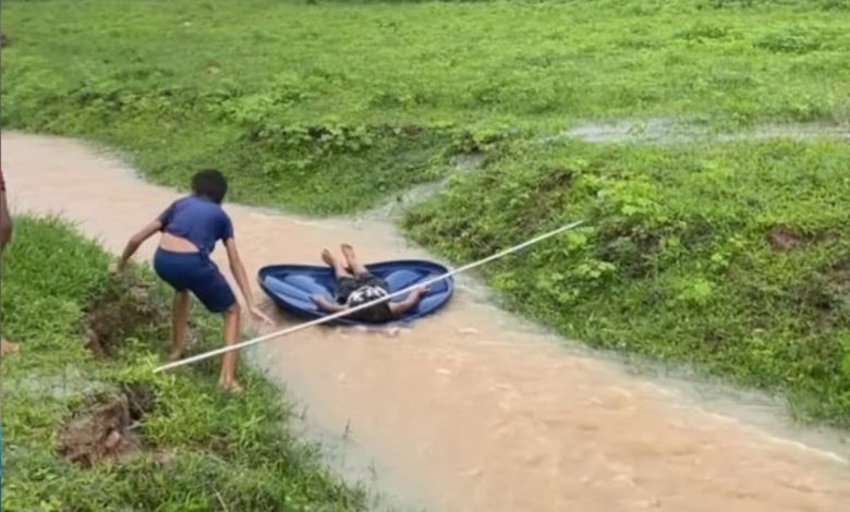 Crianças se divertem em riacho no interior e despertam memórias de uma infância simples e feliz