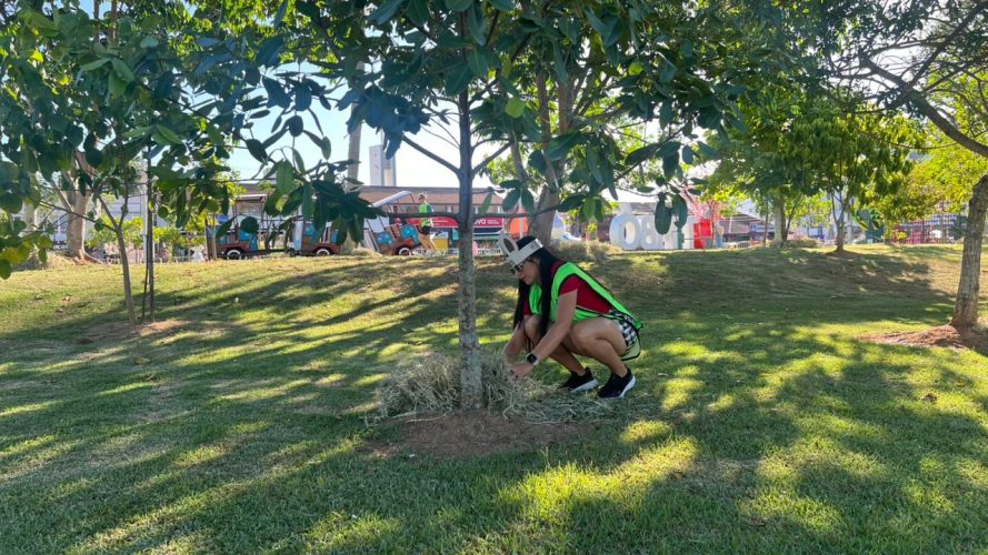 Caça aos ovos reúne crianças e idosos no Parque Central de Timbó em tarde especial de Páscoa