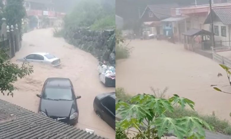 Chuva intensa no domingo de Páscoa causa alagamentos, deslizamentos e mobiliza força-tarefa em Blumenau