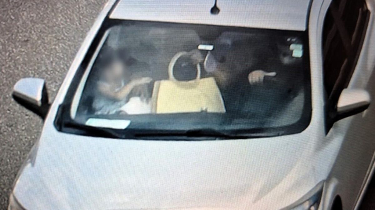 Registro aéreo mostra criança ao volante de caminhão enquanto condutor mexe no celular em rodovia de SC