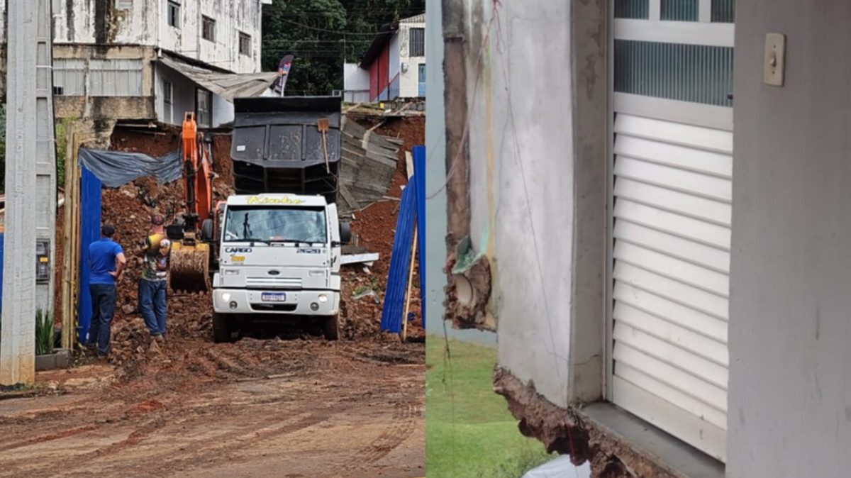 Deslizamento de terra coloca casas em risco e obriga moradores a deixar imóveis em SC