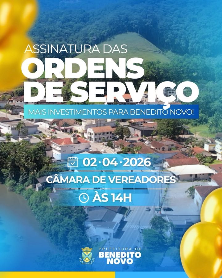 Benedito Novo promove evento para assinatura de ordens de serviço e anúncio de novos investimentos