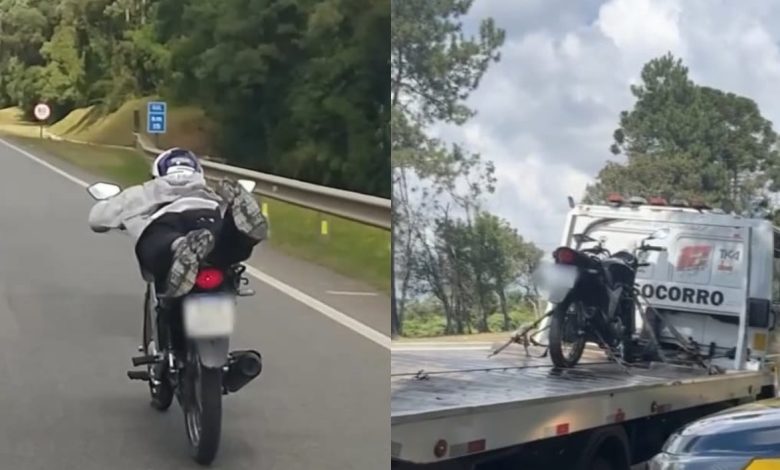 Motociclista é flagrado fazendo manobra “Superman” e termina com série de multas gravíssimas em SC