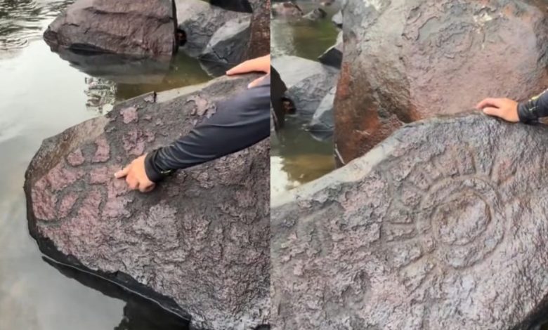 Descoberta inesperada: pescador encontra inscrições rupestres antigas durante expedição de pesca