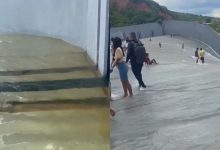 Segundo maior açude do Ceará volta a sangrar e arrasta multidão para assistir ao espetáculo da água