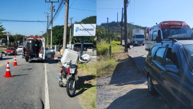 Motociclista fica ferido após colisão com carro em Indaial