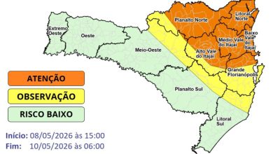 Defesa Civil mantém monitoramento em Timbó após alerta de chuva persistente e temporais