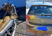 Acidente entre carro e moto deixa motociclista ferida no Centro de Rodeio