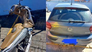 Acidente entre carro e moto deixa motociclista ferida no Centro de Rodeio