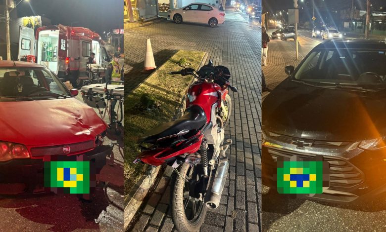 Casal sofre fraturas, incluindo uma exposta, após colisão entre moto e carros em Brusque