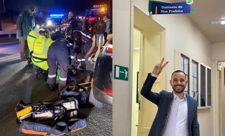 Vice-prefeito de SC fica ferido após bater de frente com caminhão durante tentativa de fuga na BR-116