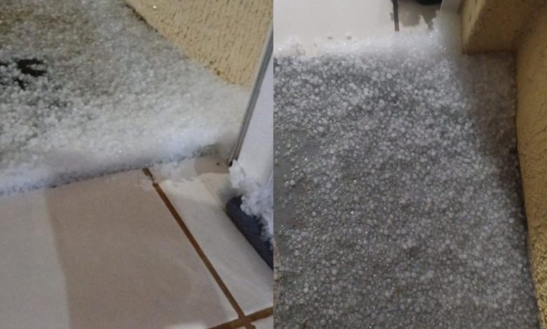 Granizo transforma ruas em tapetes de gelo e causa danos em cidades de SC