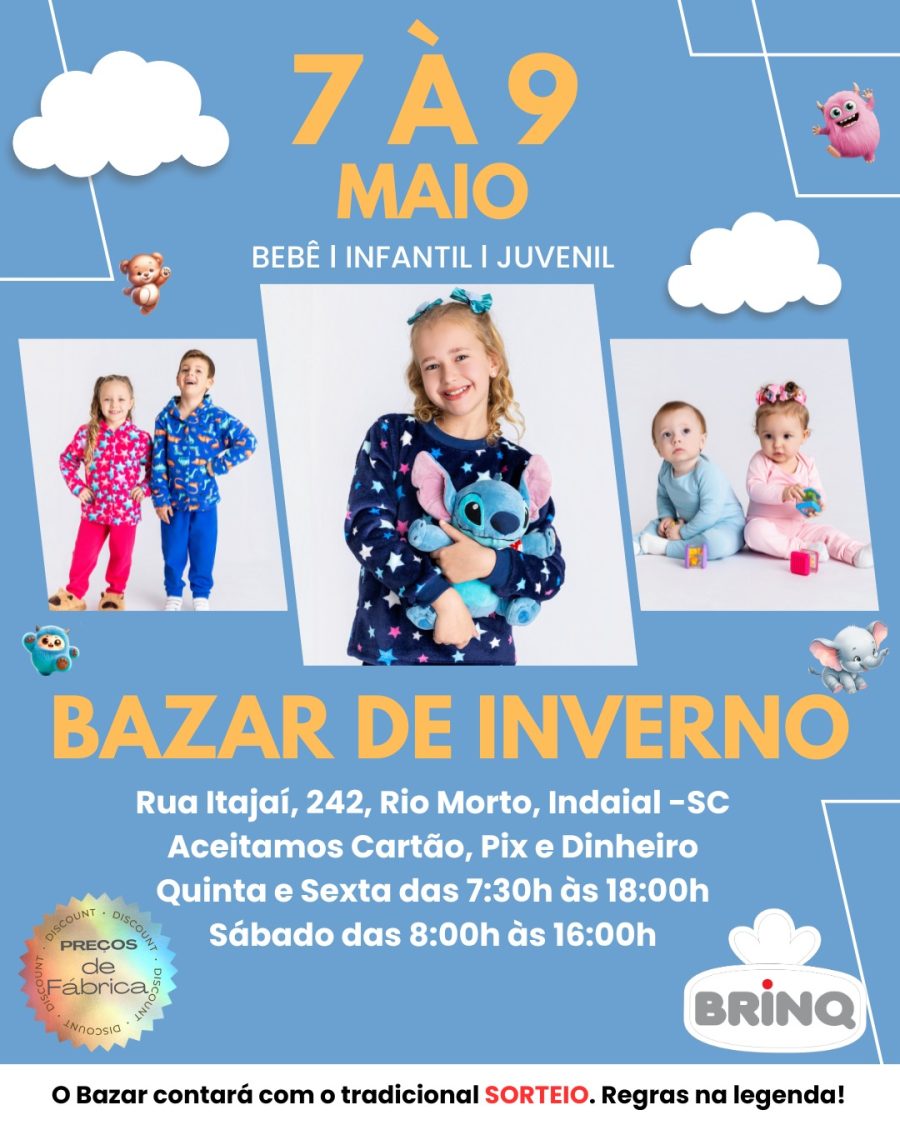 Bazar de Inverno 2026 da BRINQ abre as portas em Indaial com preços direto de fábrica