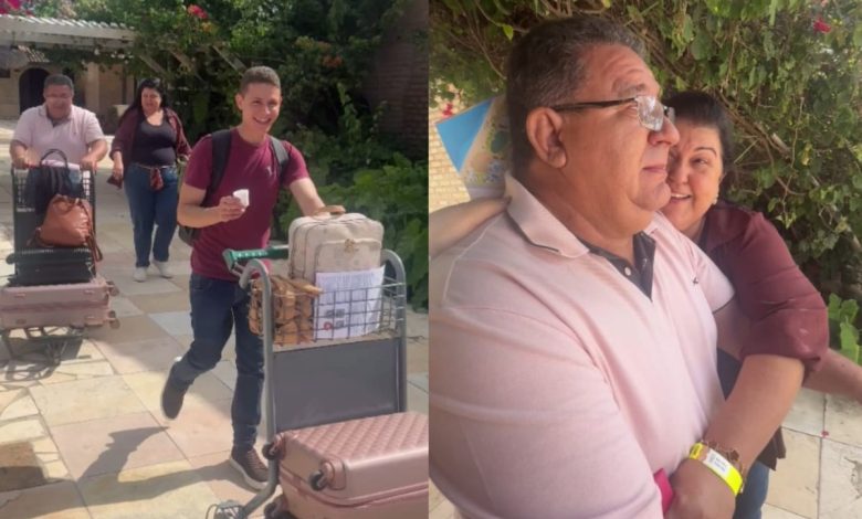 Filho leva pais para conhecer o mar pela primeira vez e momento emocionante marca viagem em família