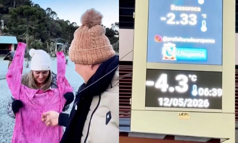 Urupema amanhece com -4,3°C e cenário congelado impressiona moradores e turistas