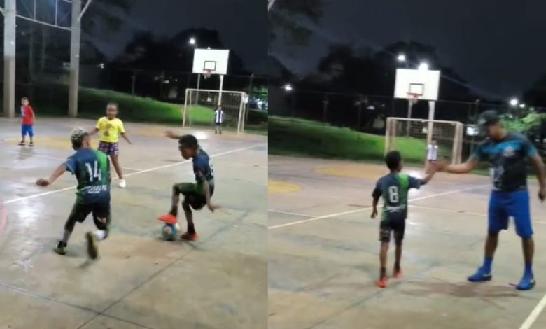 Garoto deixa adversário no chão, aplica caneta e viraliza nas redes com sequência impressionante de dribles