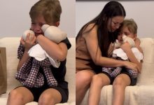 Neto recebe ursinho confeccionado com camisa do avô falecido e se emociona com homenagem