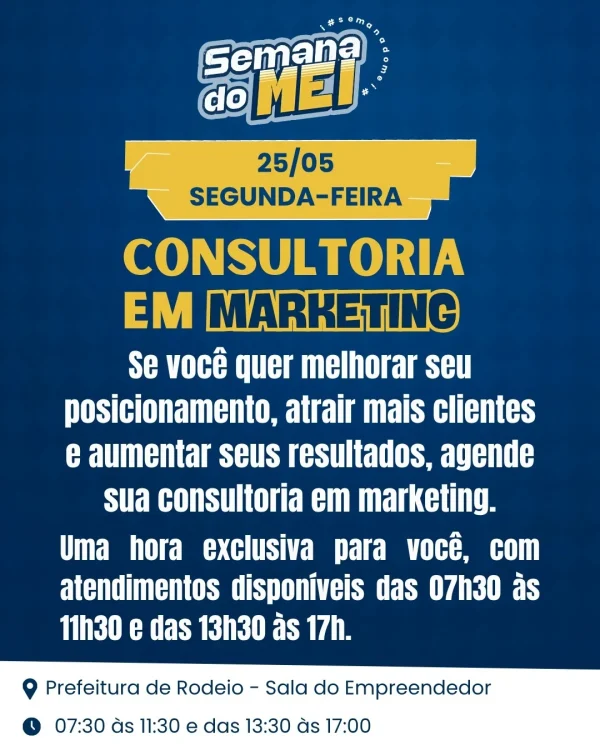 Semana do MEI terá programação gratuita com consultorias, capacitações e orientações em Rodeio