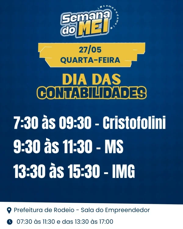 Semana do MEI terá programação gratuita com consultorias, capacitações e orientações em Rodeio