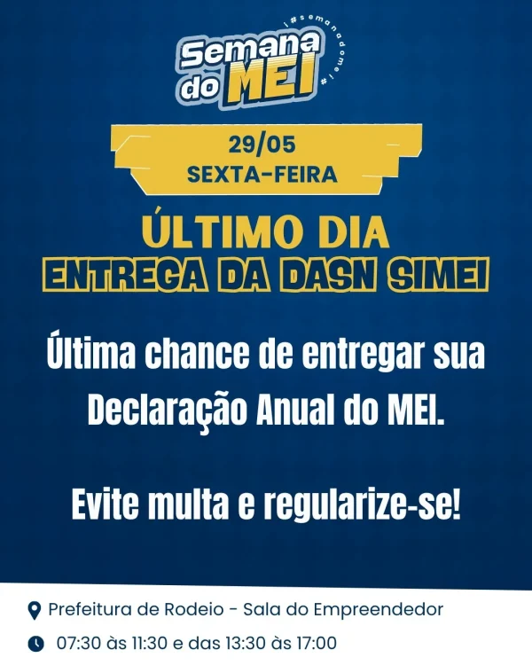 Semana do MEI terá programação gratuita com consultorias, capacitações e orientações em Rodeio