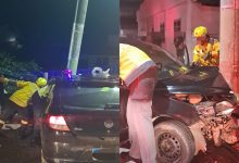 Motorista sofre ferimento na cabeça após carro bater contra poste em Brusque