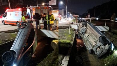 Motorista sofre fratura exposta após ser arremessado durante capotamento em Brusque