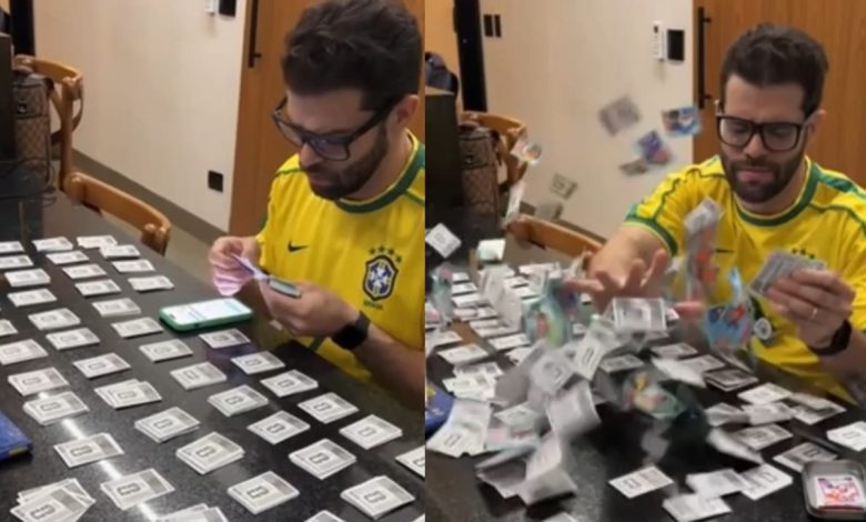 Coleção pelos ares: esposa prega peça em marido e faz figurinhas da Copa voarem pela casa