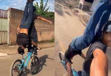 Entre equilíbrio e técnica, dupla impressiona com manobra radical sobre bicicleta