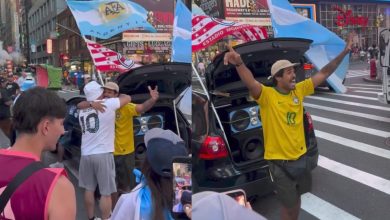 Rivalidade deixada de lado: brasileiro canta, dança e celebra ao lado de argentinos na Copa do Mundo