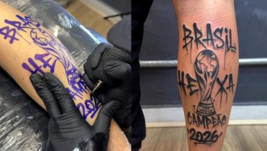 Três sonhos, uma certeza: torcedor tatua “Brasil Hexa Campeão 2026” e aposta no título da Seleção