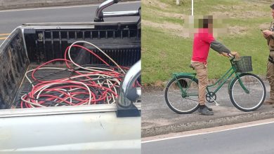 Ladrão é preso após furtar fios de olaria e bicicleta em Rio dos Cedros