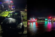 Mulher fica presa dentro de veículo após saída de pista na BR-470, em Rodeio