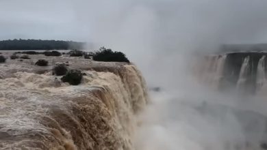 Chuvas elevam vazão das Cataratas do Iguaçu para 5,7 milhões de litros por segundo