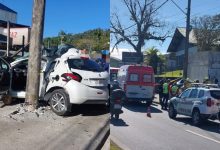 Jovem de 22 anos morre após carro colidir contra poste em Blumenau